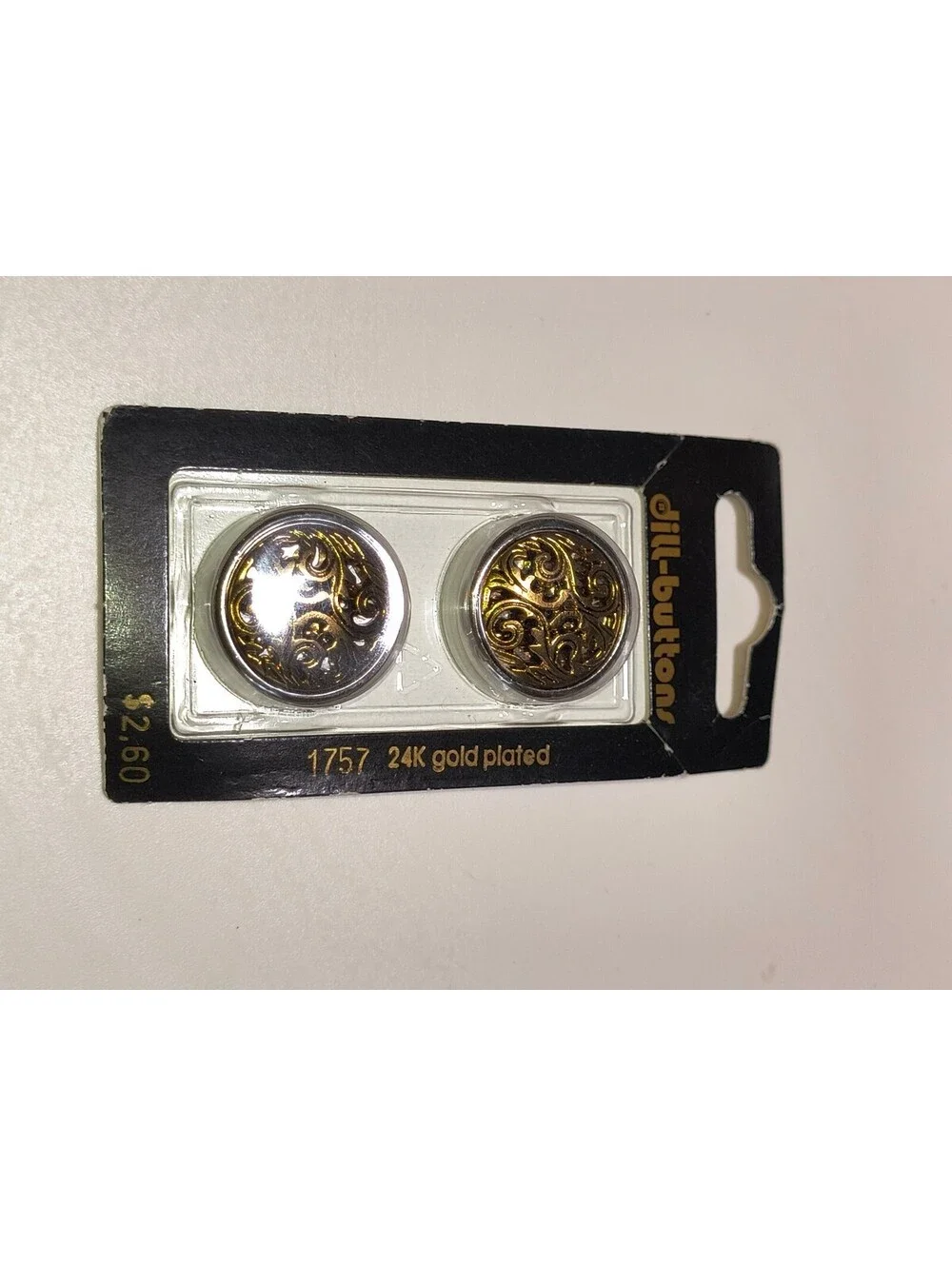 Vintage dill-buttons 24K Gold Plated Decorative Buttons Size 7/8